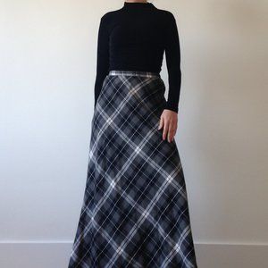 Limité - Grey & White Plaid Maxi Skirt